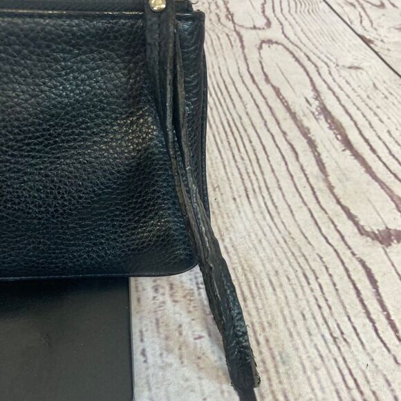 Kate Spade‎ Pebbled Leather Wristlet Pouch Wallet Clutch Black Chic Preppy - Picture 11 of 16